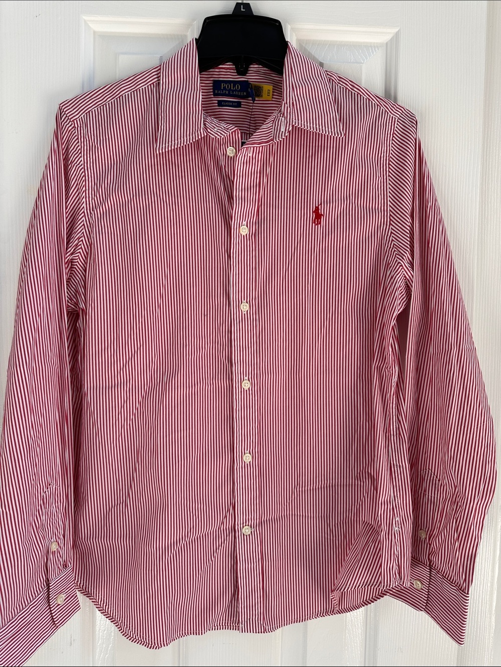 Polo by Ralph Lauren Red and White Striped Dress Shirt